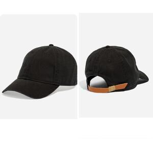 Madewell cap organic cotton broken in baseball adjustable leather strap black OS